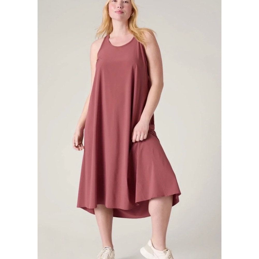 Athleta Presidio Traveler Maxi Dress Large Tall Mauve Performance Sleeveless
